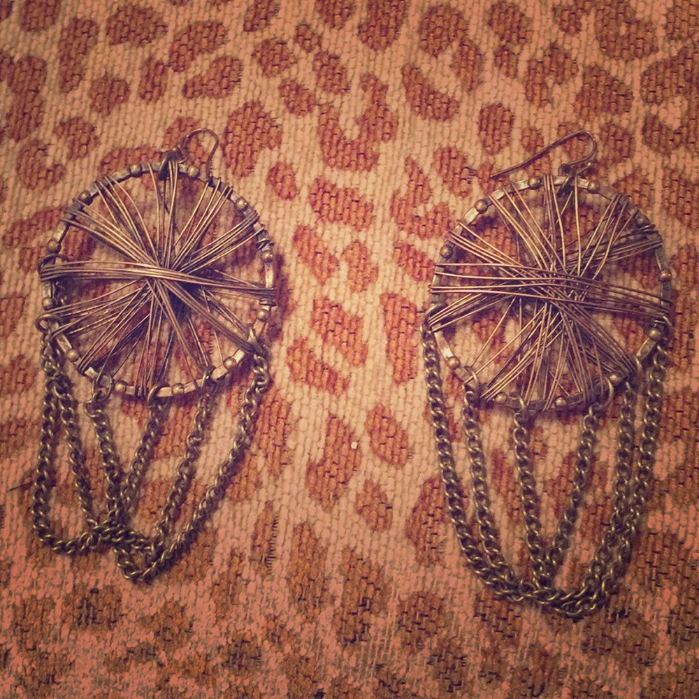 Brass Dangle Hoops